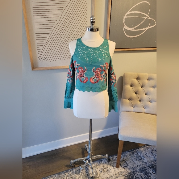 Boho Turquoise top - Picture 1 of 3